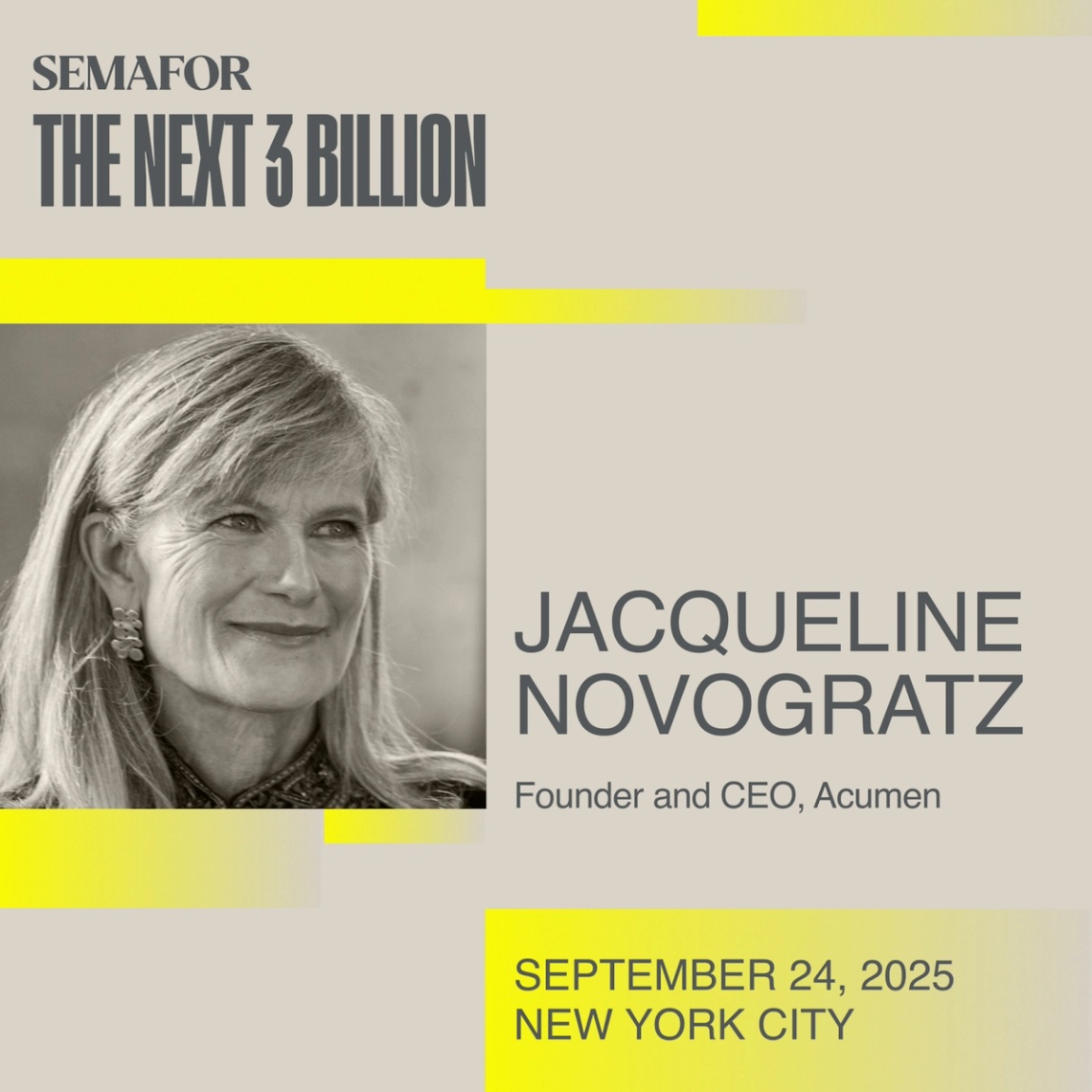 The Next 3 Billion plug image showing Jacqueline Novogratz