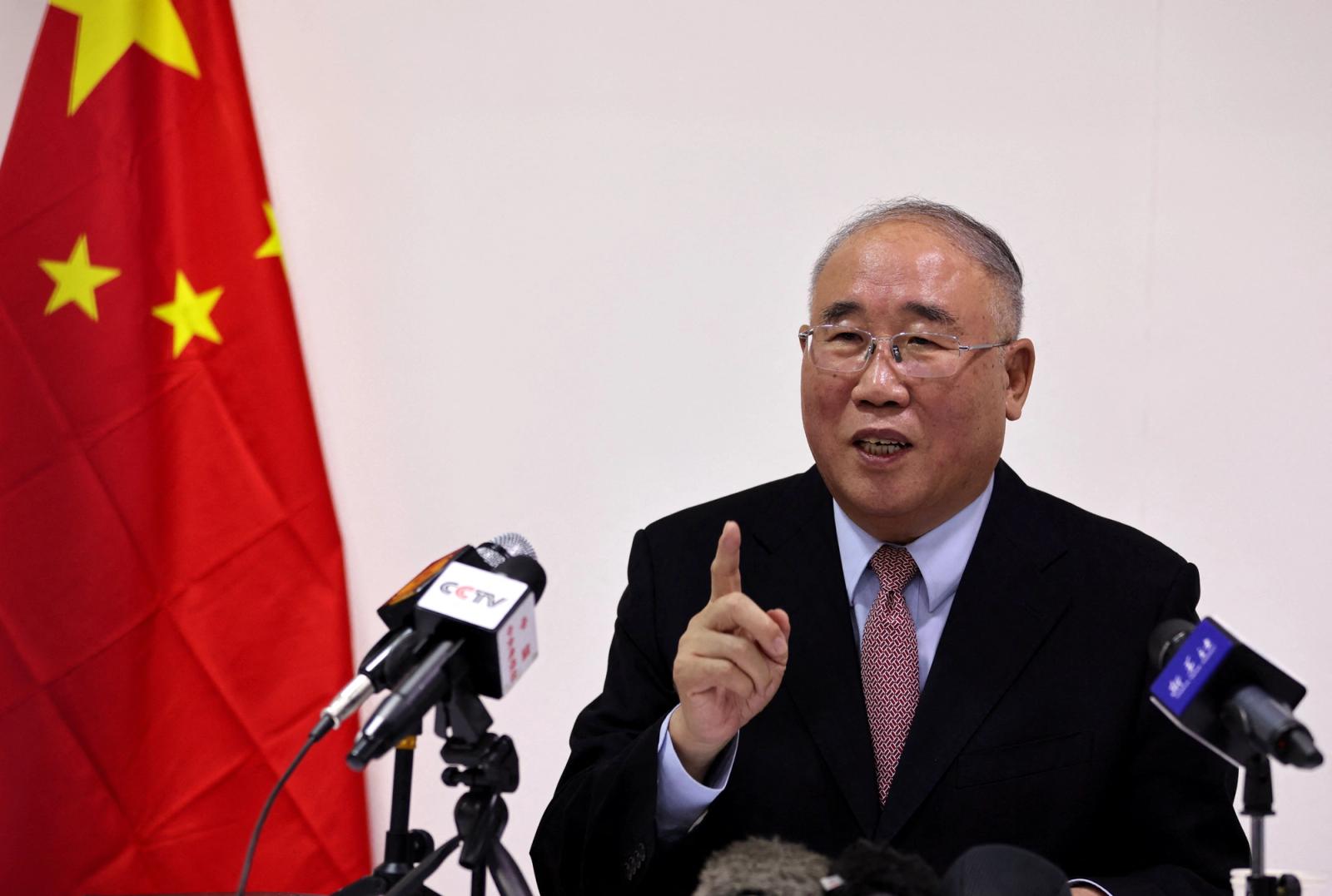 China's chief climate negotiator Xie Zhenhua speaks during a news conference at the COP27 climate summit in Red Sea resort of Sharm el-Sheikh, Egypt