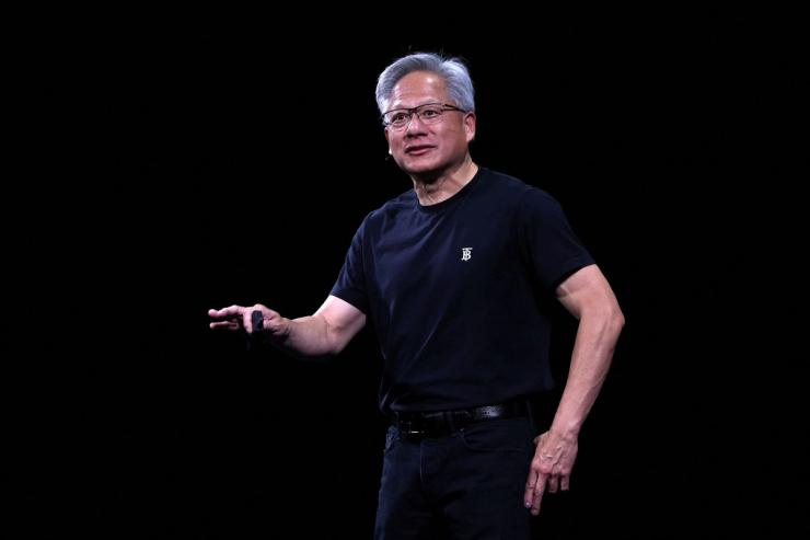Jensen Huang, CEO of Nvidia, speaks during the Viva Technology conference dedicated to innovation and startups at Porte de Versailles exhibition center in Paris, France, June 11, 2025.