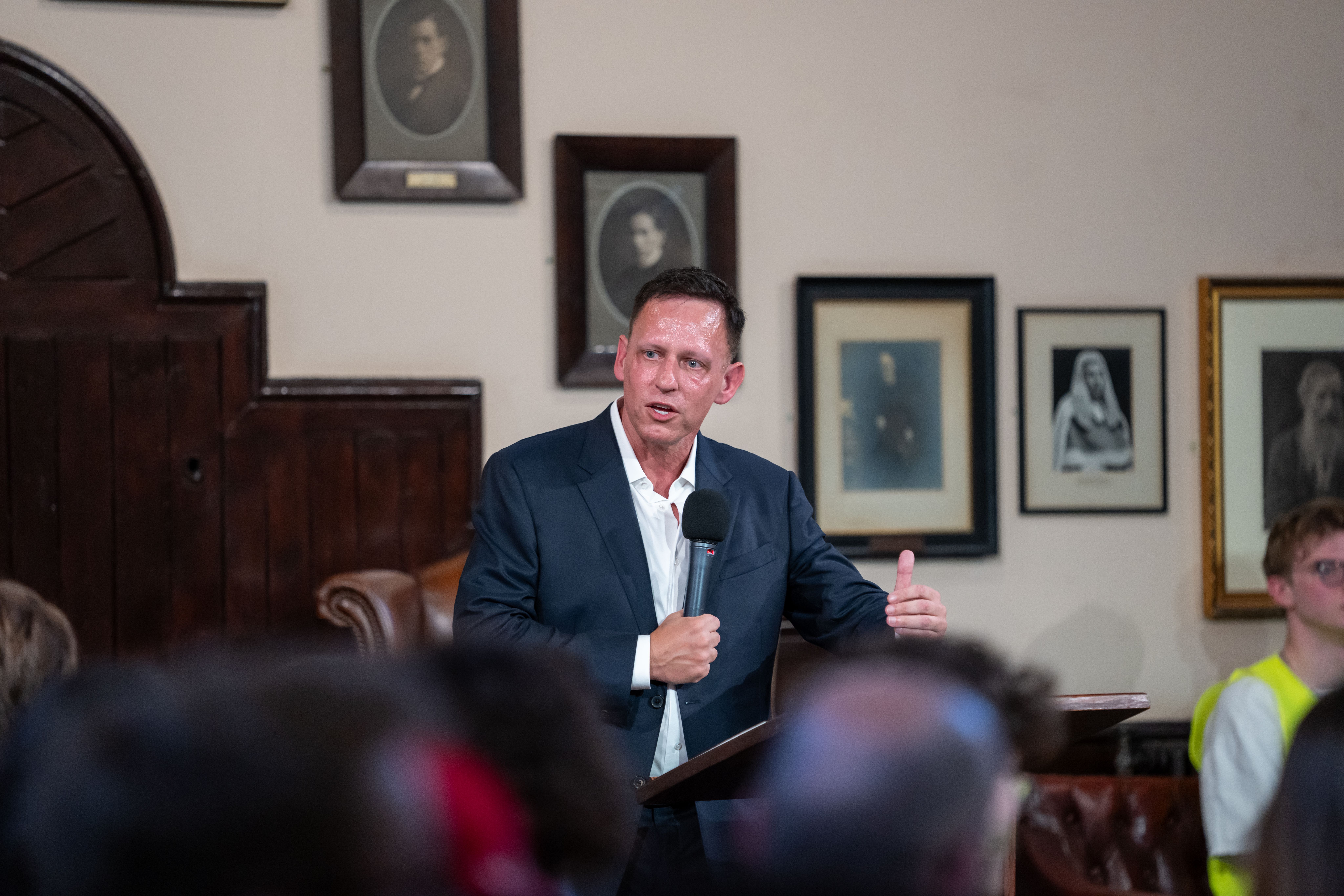 Peter Thiel speaks at The Cambridge Union on May 08, 2024 in Cambridge.