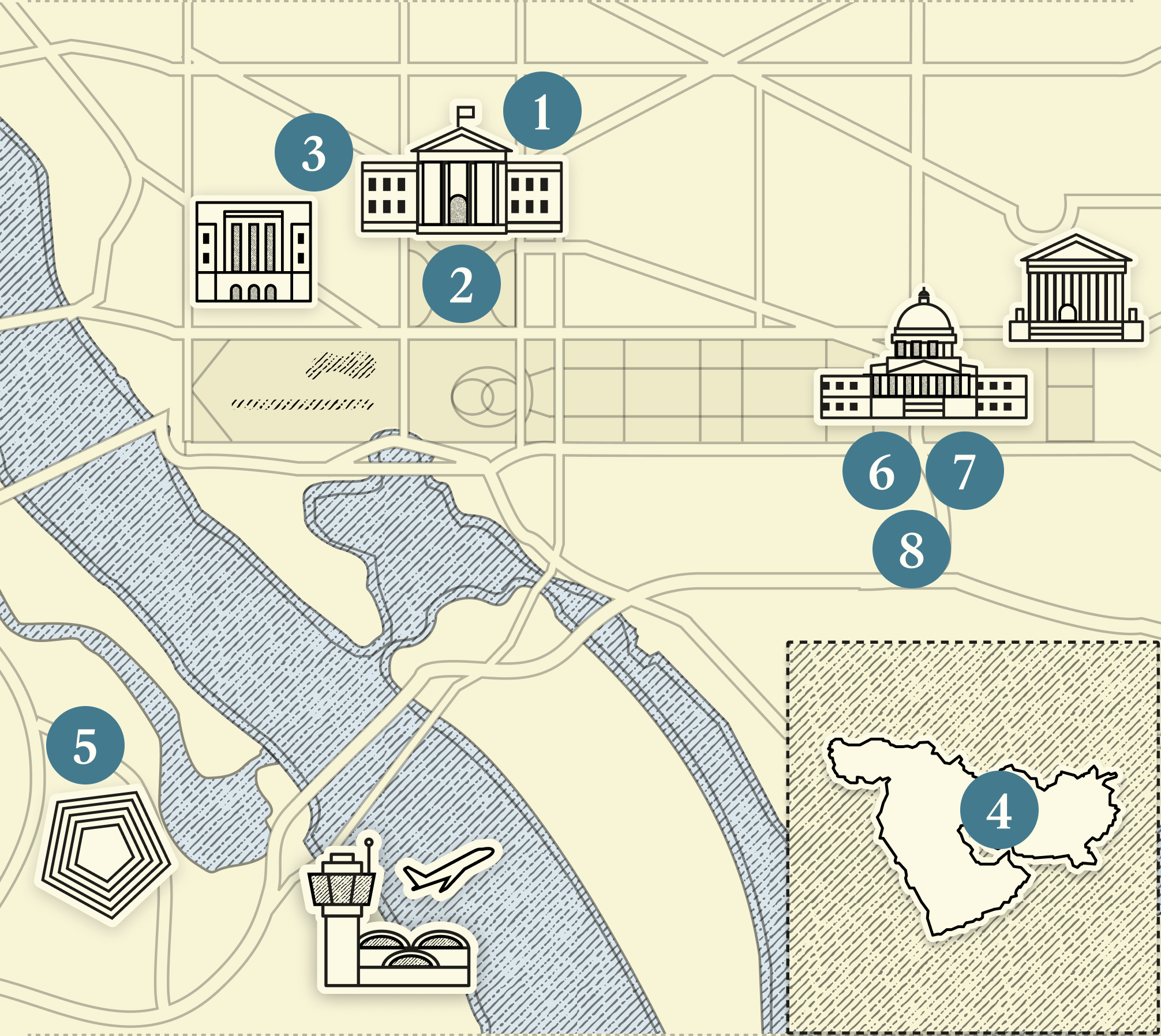 A numbered map of DC.