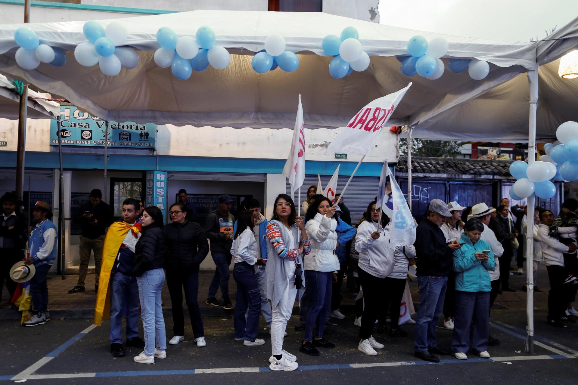 Supporters of Ecuador’s presidential candidate Luisa Gonzalez in Quito.