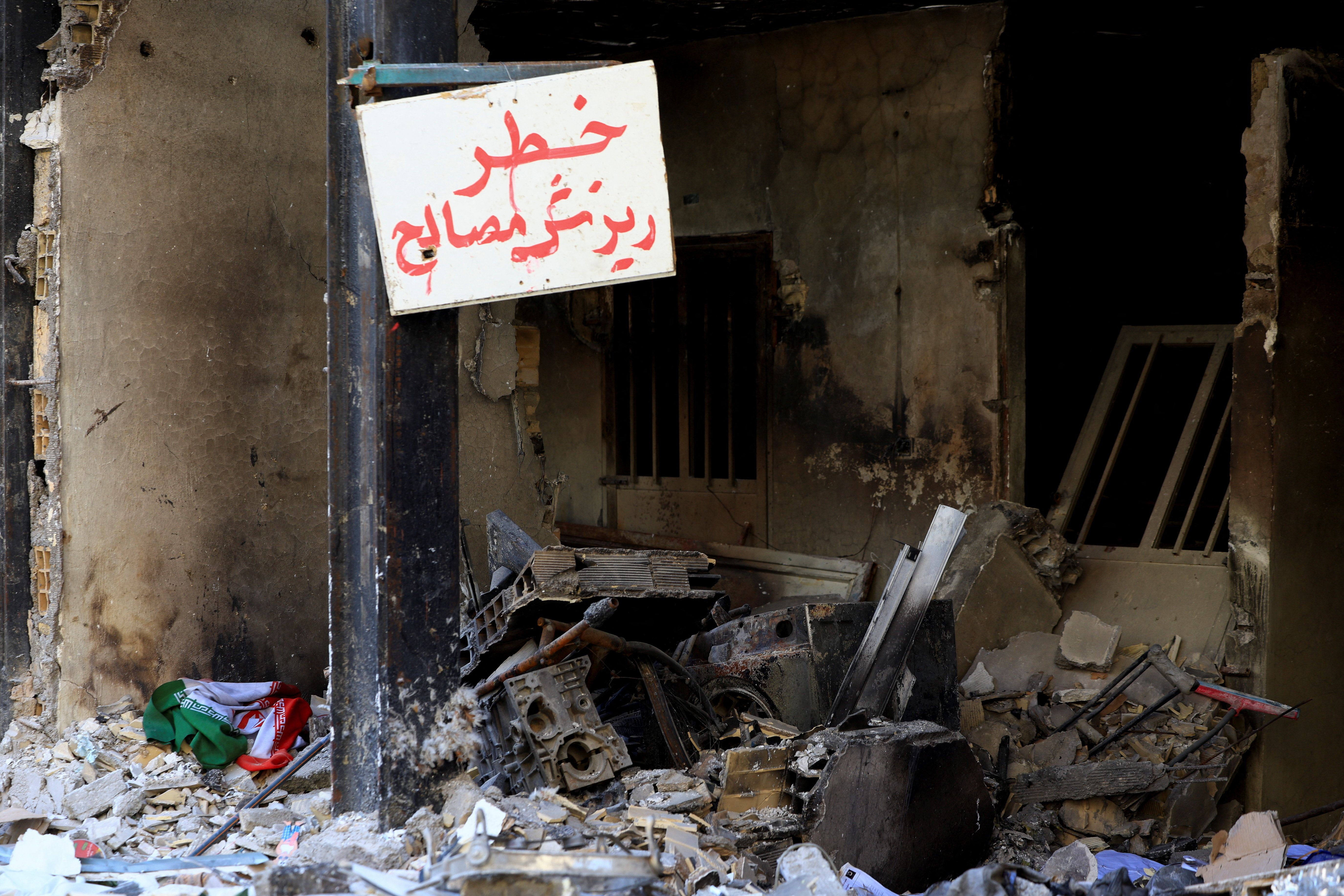 Debris lies at the site of a residential building damaged by a strike on March 4, in Tehran, Iran.