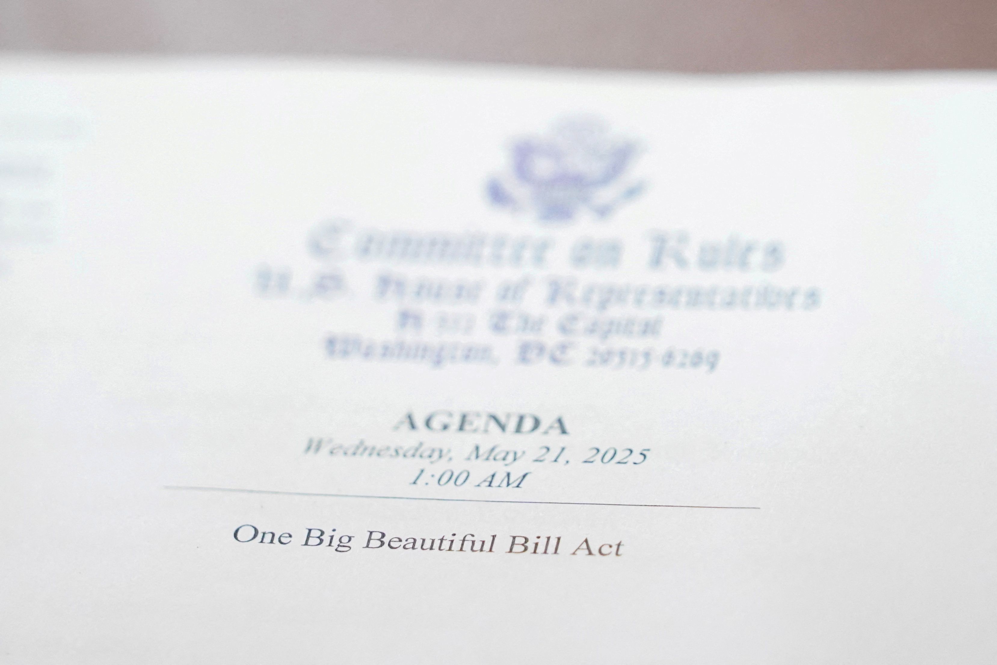 A view of an agenda with the words “One Big Beautiful Bill Act” printed on it.