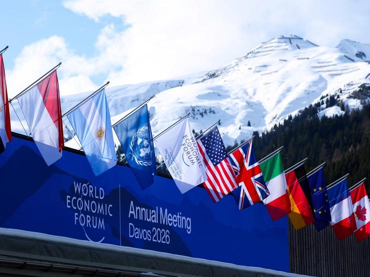 Flags flutter during the 56th annual World Economic Forum (WEF) meeting, in Davos, Switzerland