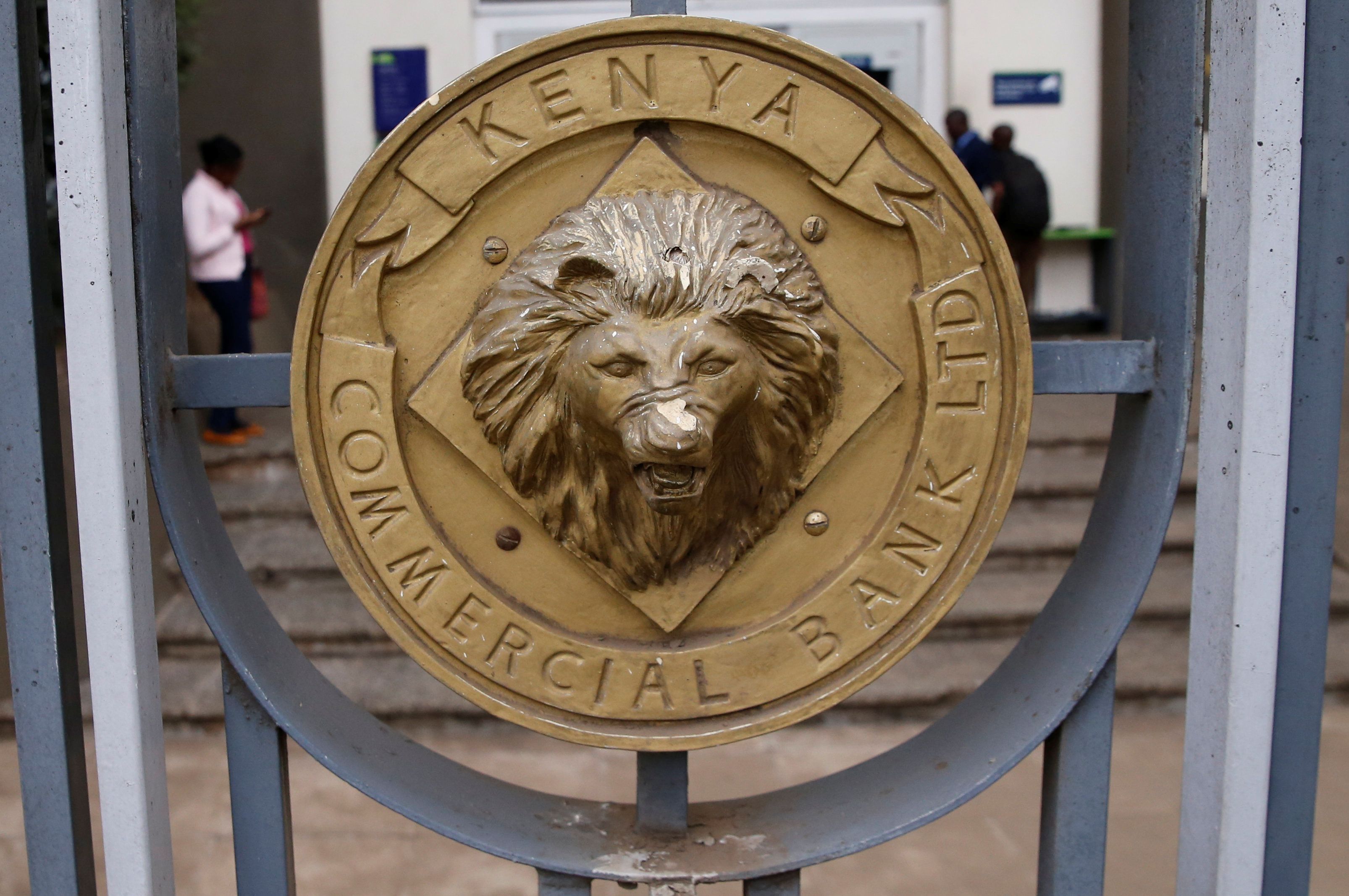  A Kenya Commercial Bank logo is seen outside the Kencom branch in Nairobi on July 10, 2018. Picture taken July 10, 2018. 