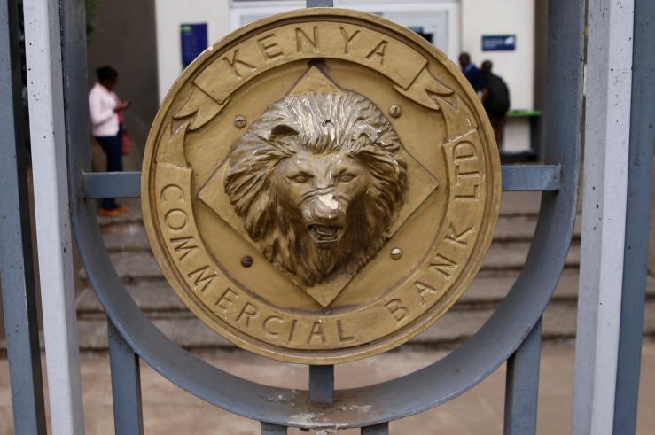 A Kenya Commercial Bank logo is seen outside the Kencom branch in Nairobi on July 10, 2018. Picture taken July 10, 2018.