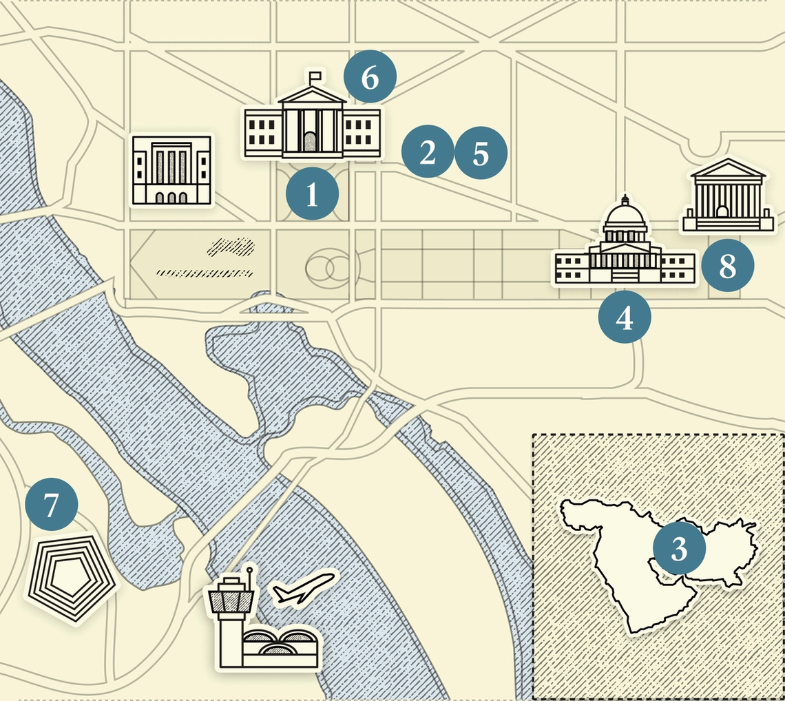 A numbered map of DC.