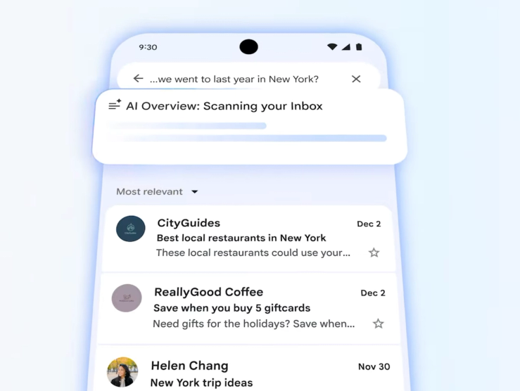 A screenshot of a Google video showcasing how AI works on Gmail.