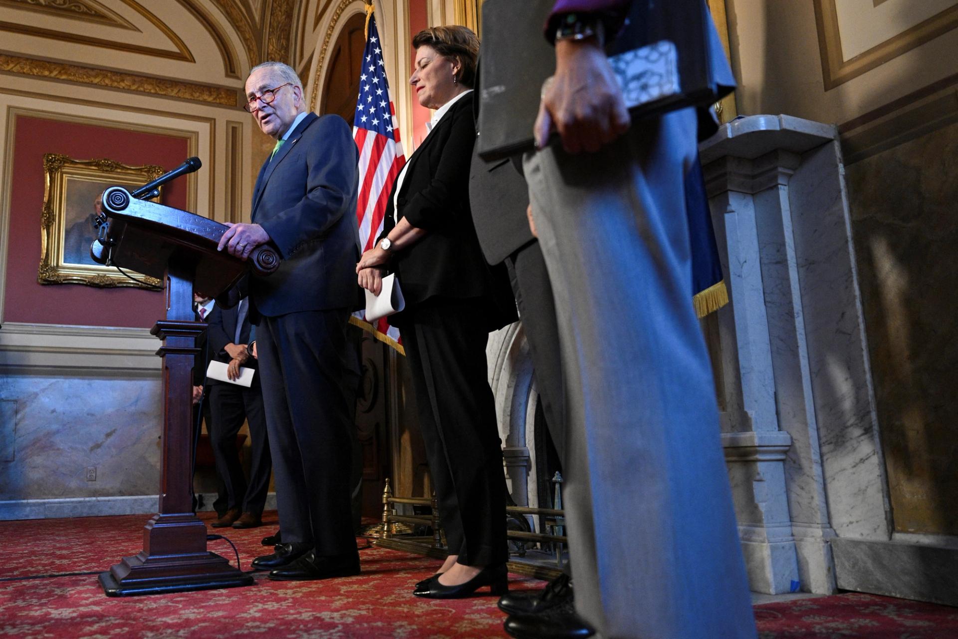 Senate Democratic leaders hold a press conference