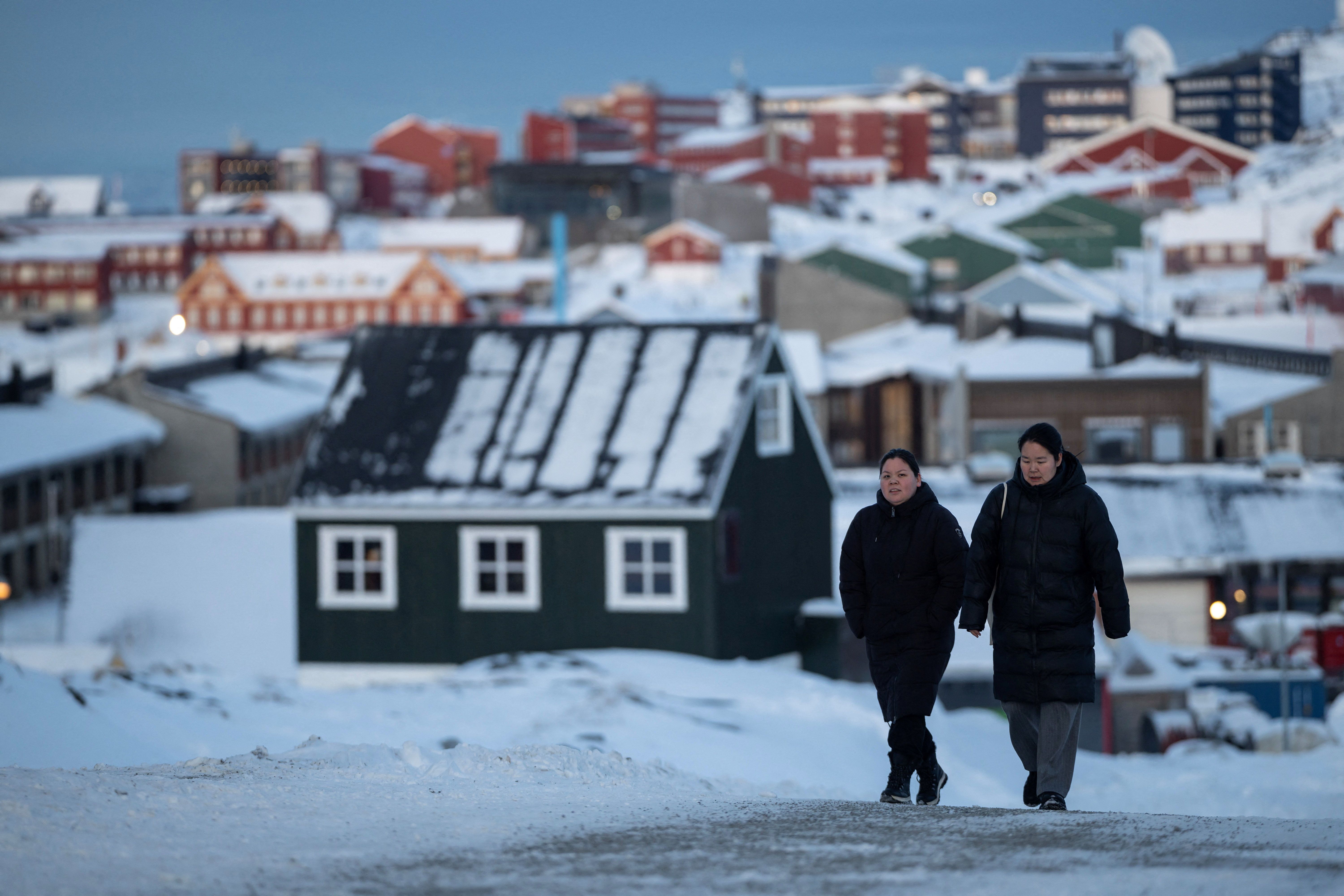 People walking in Nuuk, Greenland. 