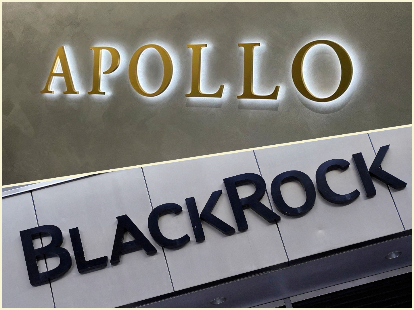 Apollo and BlackRock’s logos.