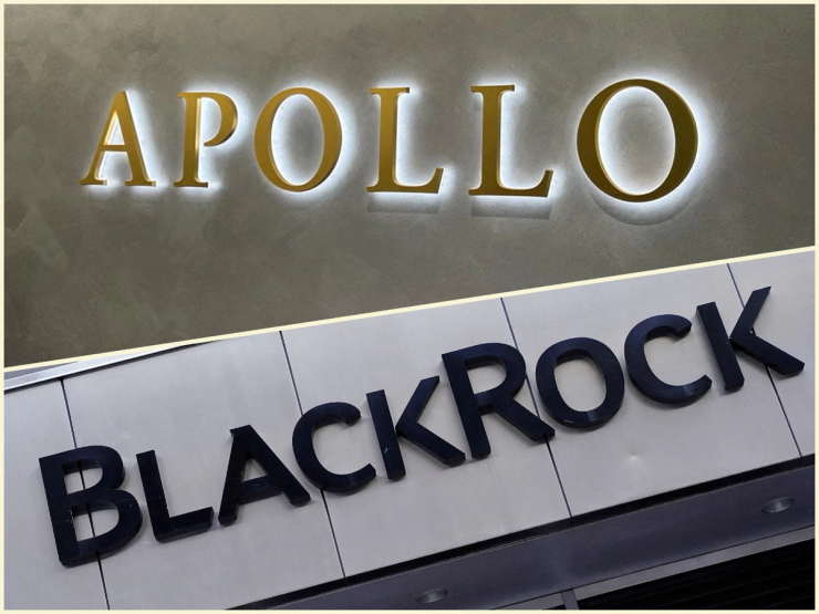 Apollo and BlackRock’s logos.