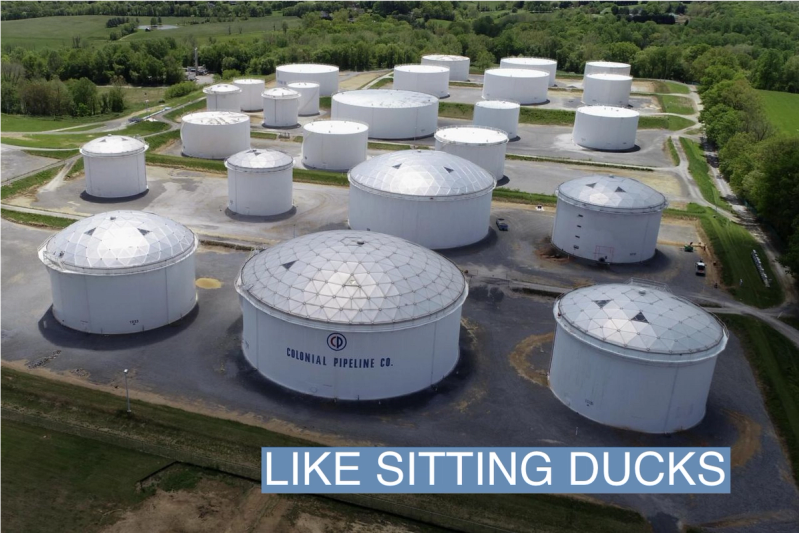 Holding tanks are seen in an aerial photograph at Colonial Pipeline’s Dorsey Junction Station in Woodbine, Maryland, U.S. May 10, 2021.