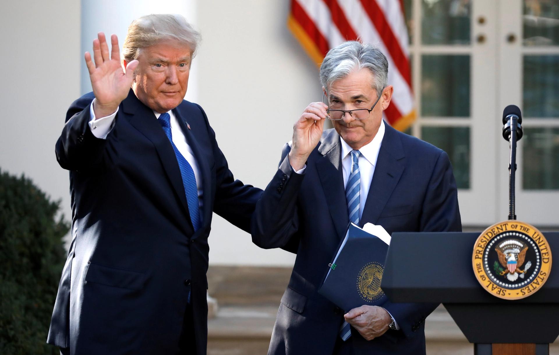 US President Donald Trump and Federal Reserve Chair Jerome Powell.