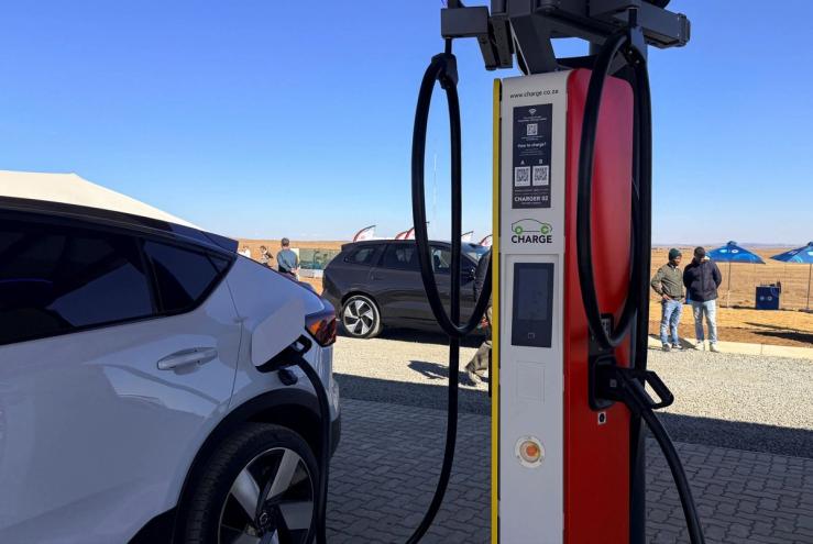 An EV charges in South Africa.