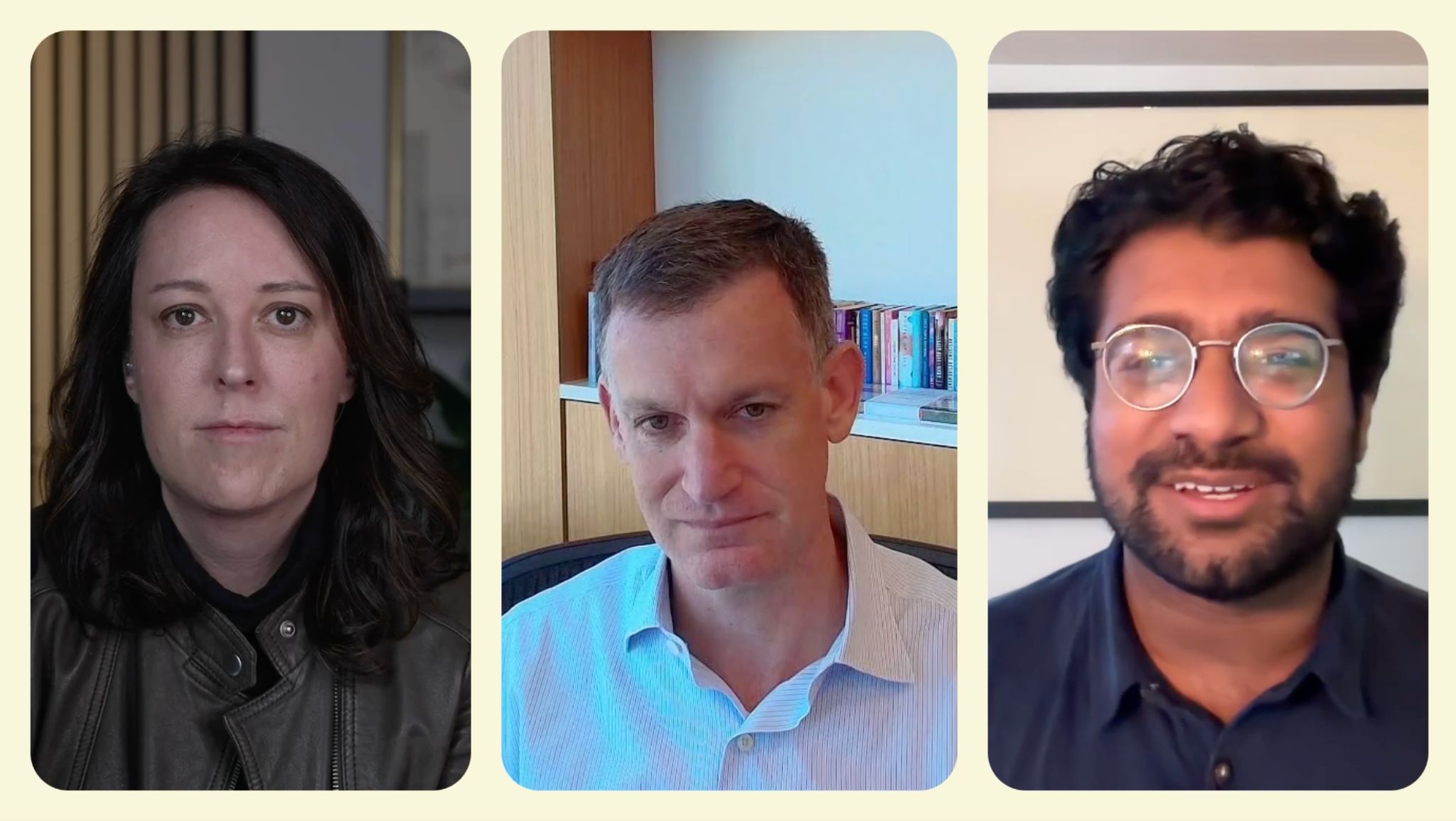 (L-R) Liz Hoffman, John Arnold, and Rohan Goswami. 