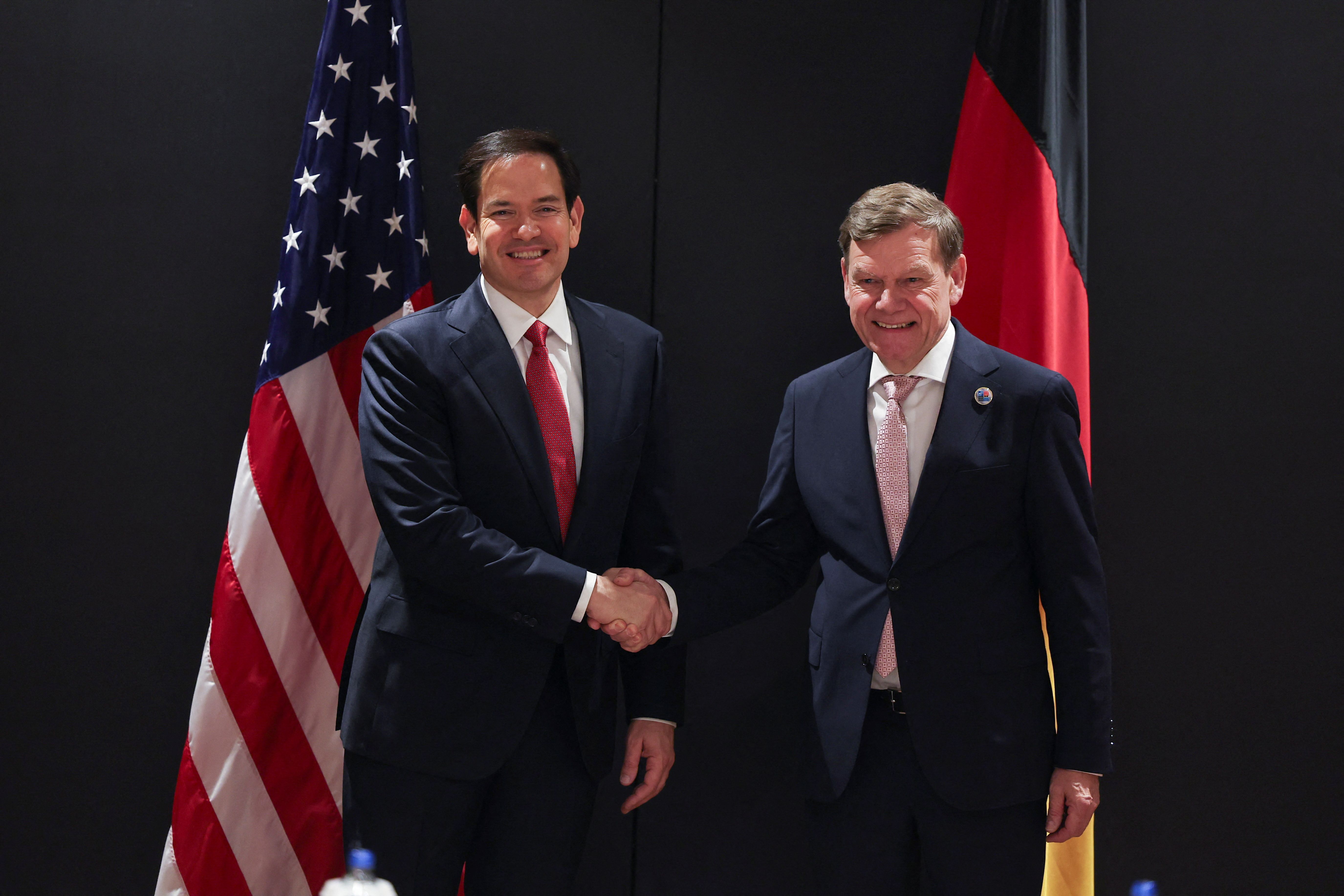 U.S. Secretary of State Marco Rubio meets with German Foreign Minister Johann Wadephul, as they attend the NATO foreign ministers’ informal meeting, in Antalya, Turkey May 15, 2025