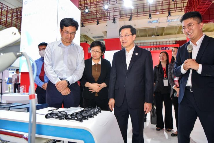 Hong Kong Chief Executive John Lee visits Boao Lecheng International Medical Tourism Pilot Zone at the free trade port in Hainan, China