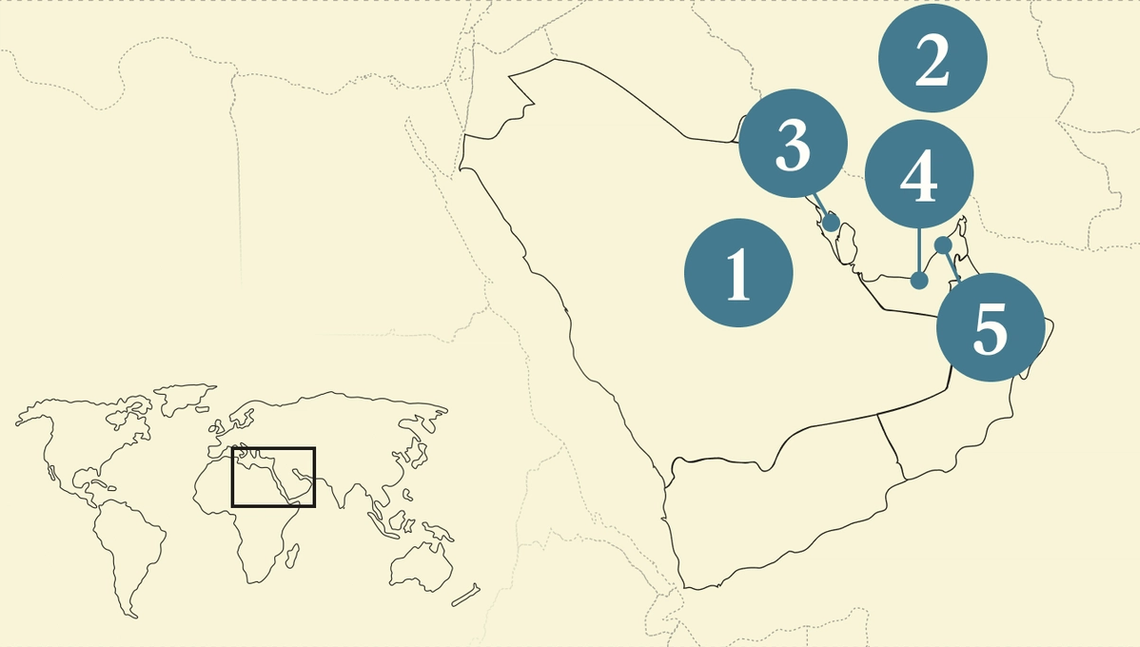 A map of the Gulf region.