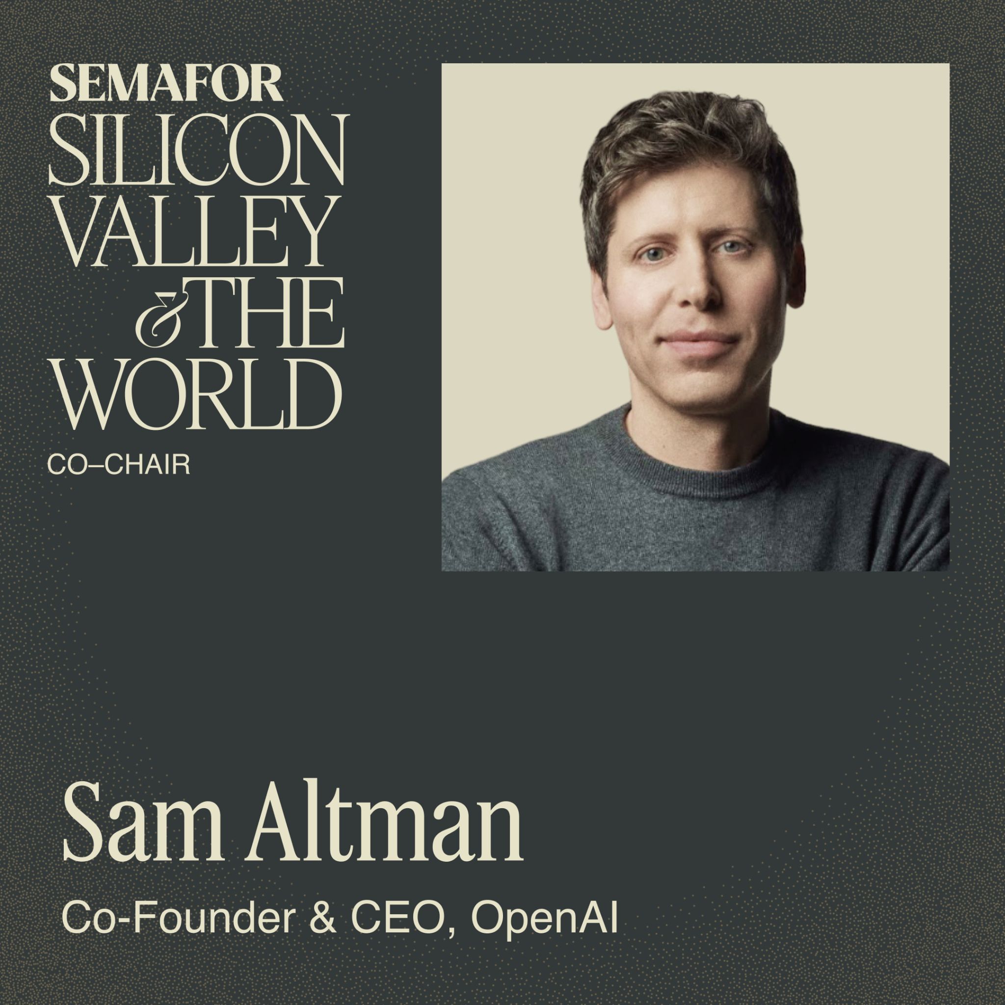 A graphic of OpenAI co-founder and CEO Sam Altman. 