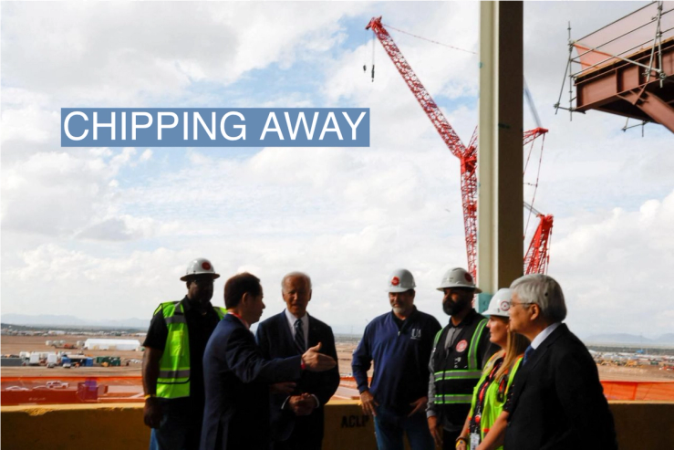 U.S. President Joe Biden speaks with Chairman of TSMC Mark Liu during a visit to TSMC AZ’s first Fab (Semiconductor Fabrication Plant) in P1A (Phase 1A), in Phoenix, Arizona, U.S. December 6, 2022.