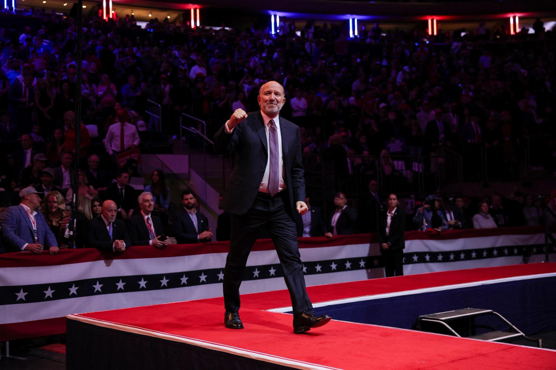 CEO of Cantor Fitzgerald Howard Lutnick attends a rally for Republican presidential nominee and former U.S. President Donald Trump, at Madison Square Garden.