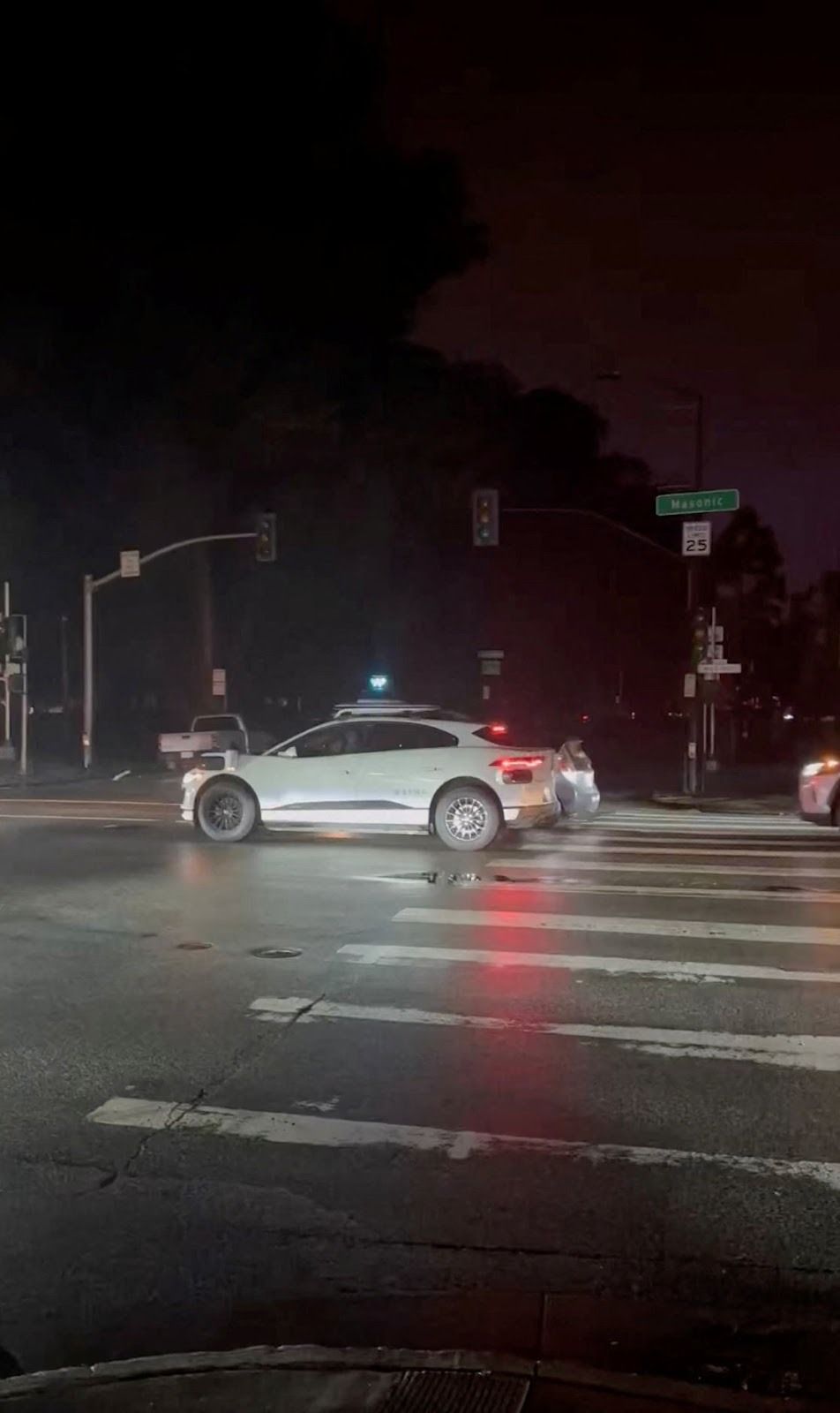 A Waymo car at an intersection. 