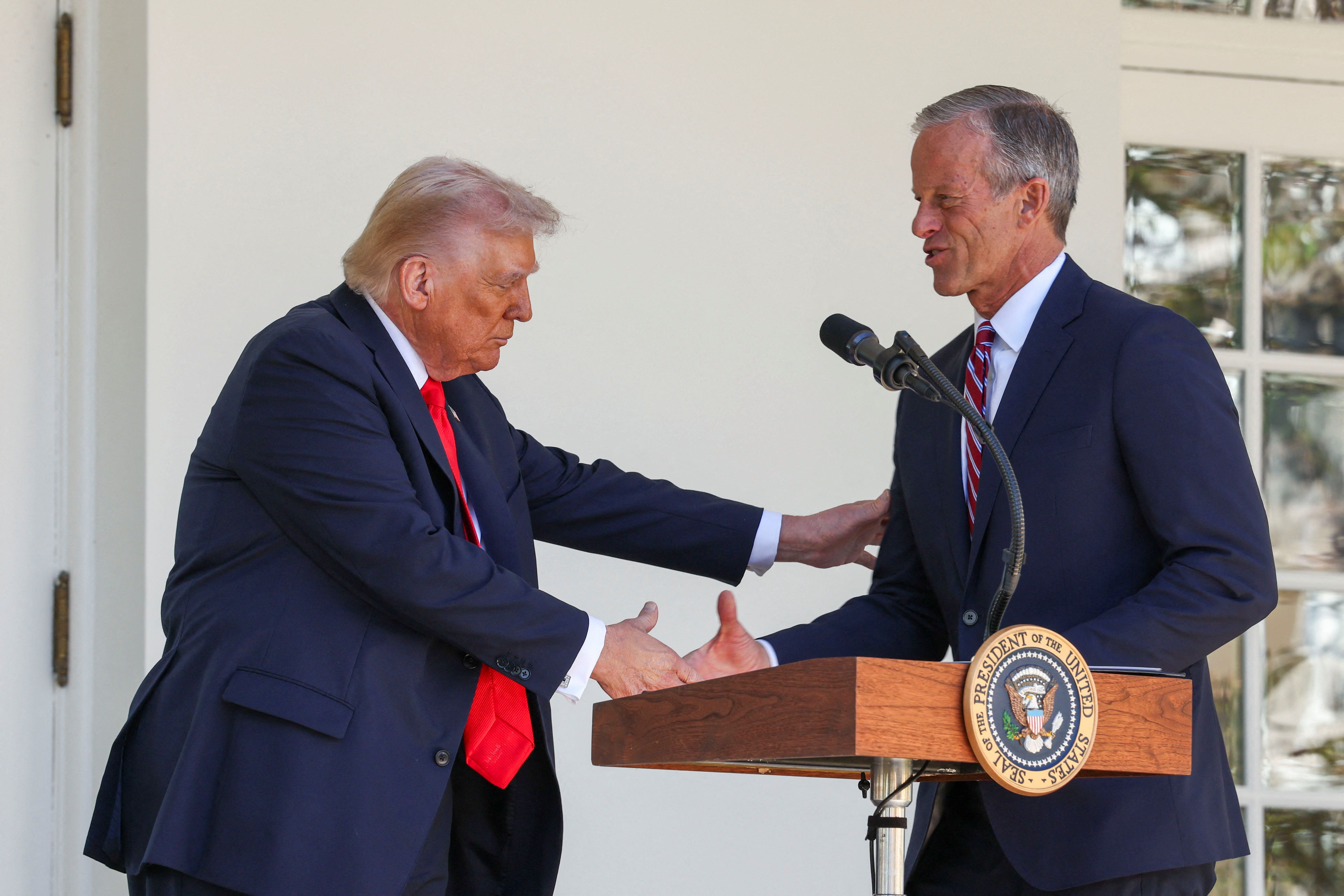 President Donald Trump and Senate Majority Leader John Thune