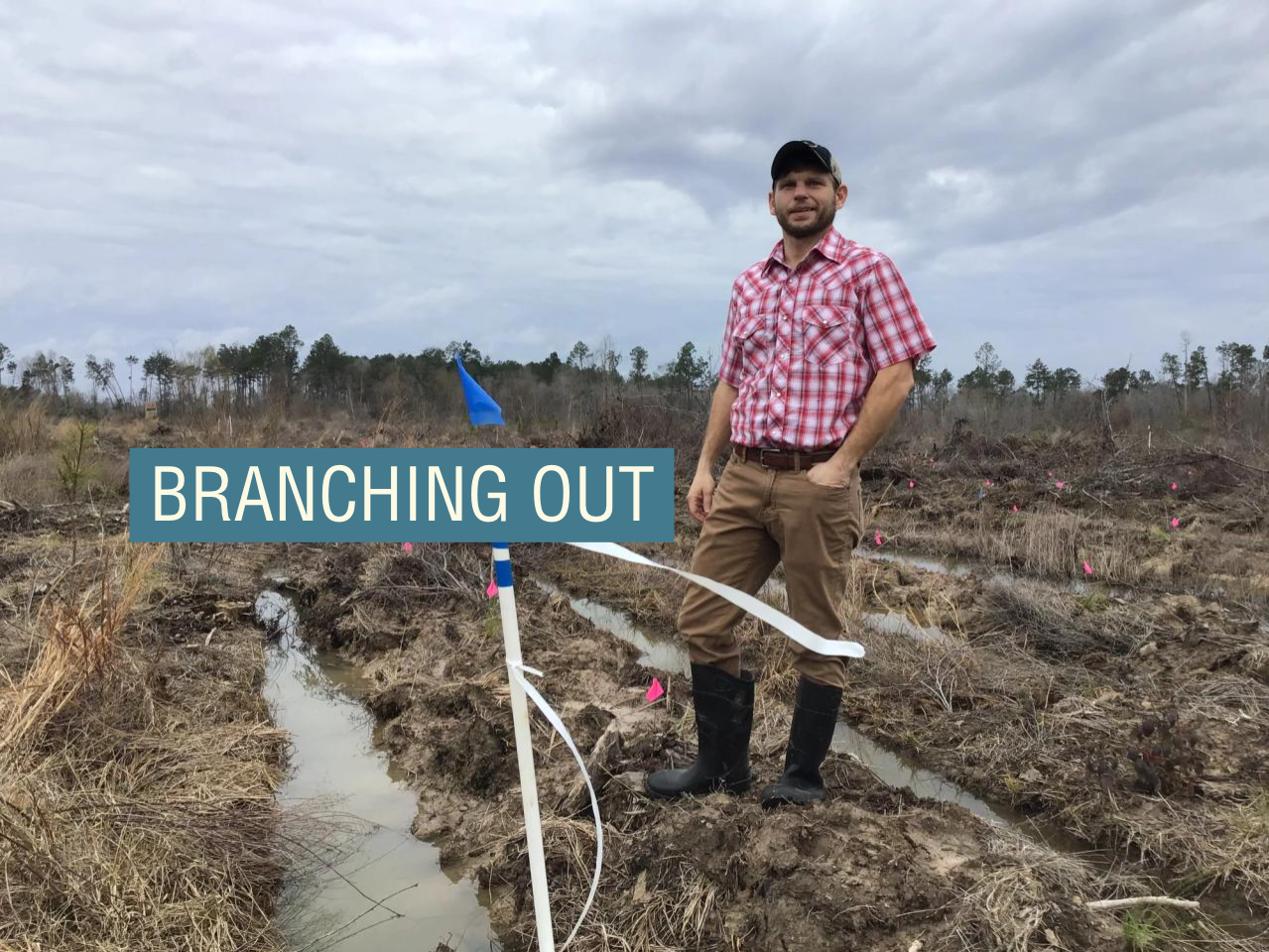 US Country Manager Cory Pruett on Qarlbo Biodiversity’s property in Merryville, Louisiana.