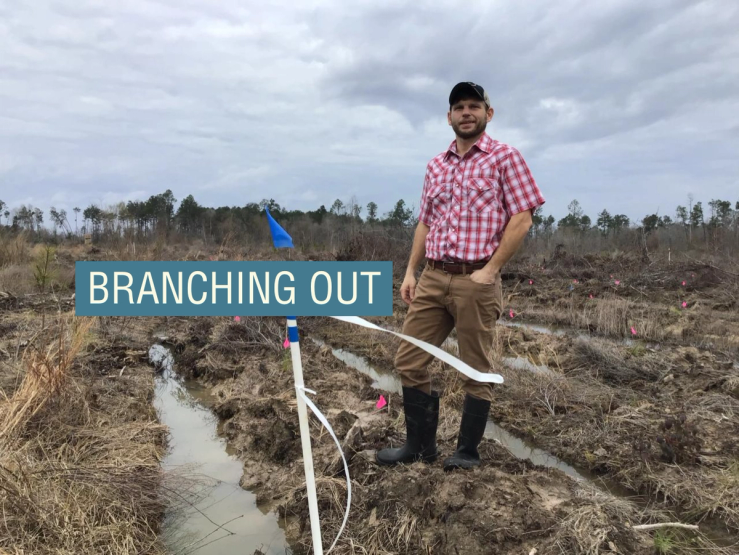 US Country Manager Cory Pruett on Qarlbo Biodiversity’s property in Merryville, Louisiana.