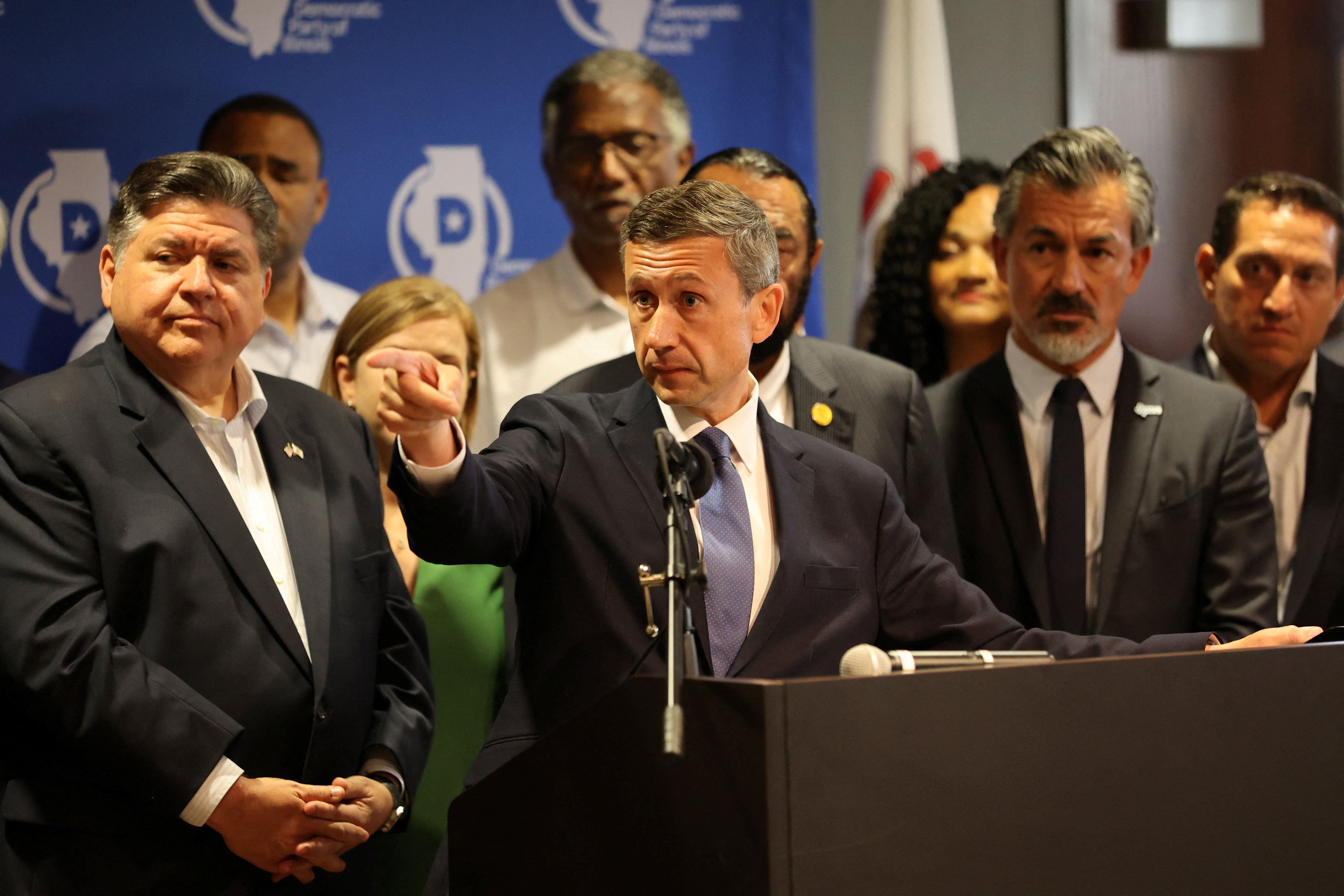 Democratic National Committee (DNC) Chair Ken Martin speaks during a press conference in 2025.