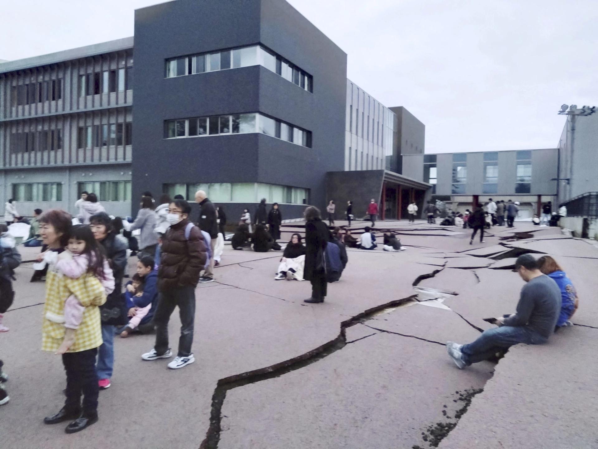 Road cracks caused by an earthquake is seen in Wajima, Ishikawa prefecture, Japan January 1, 2024,