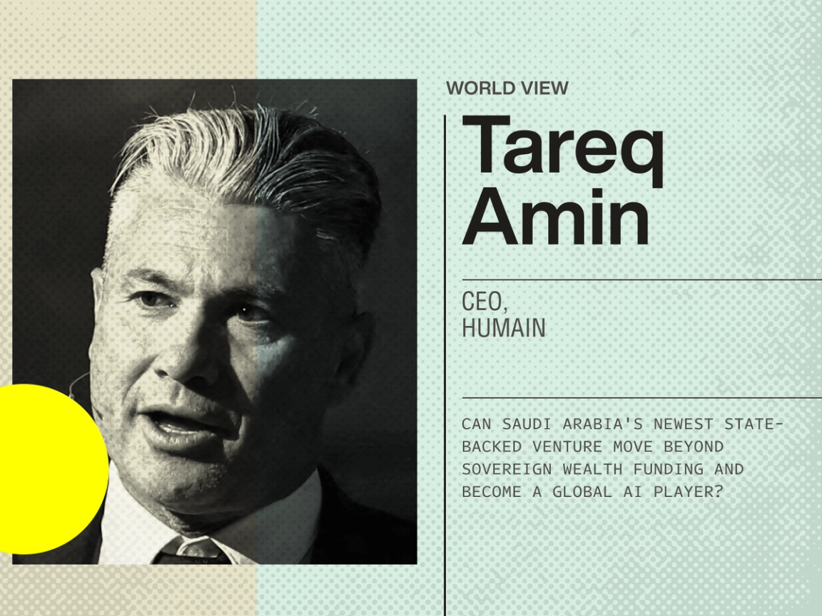 A graphic showing HUMAIN CEO Tareq Amin.