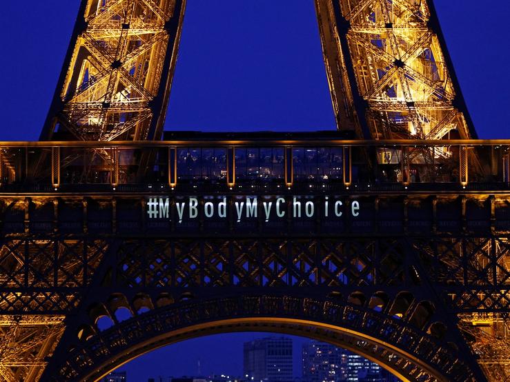 The Eiffel Tower lights up with the message “My body My choice” after French lawmakers enshrined the right to abortion in its constitution during a special congress in Versailles, in Paris, France