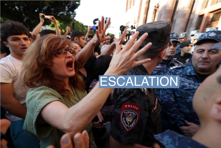 Protesters gather in Yerevan, Armenia, on Sept. 19, 2023