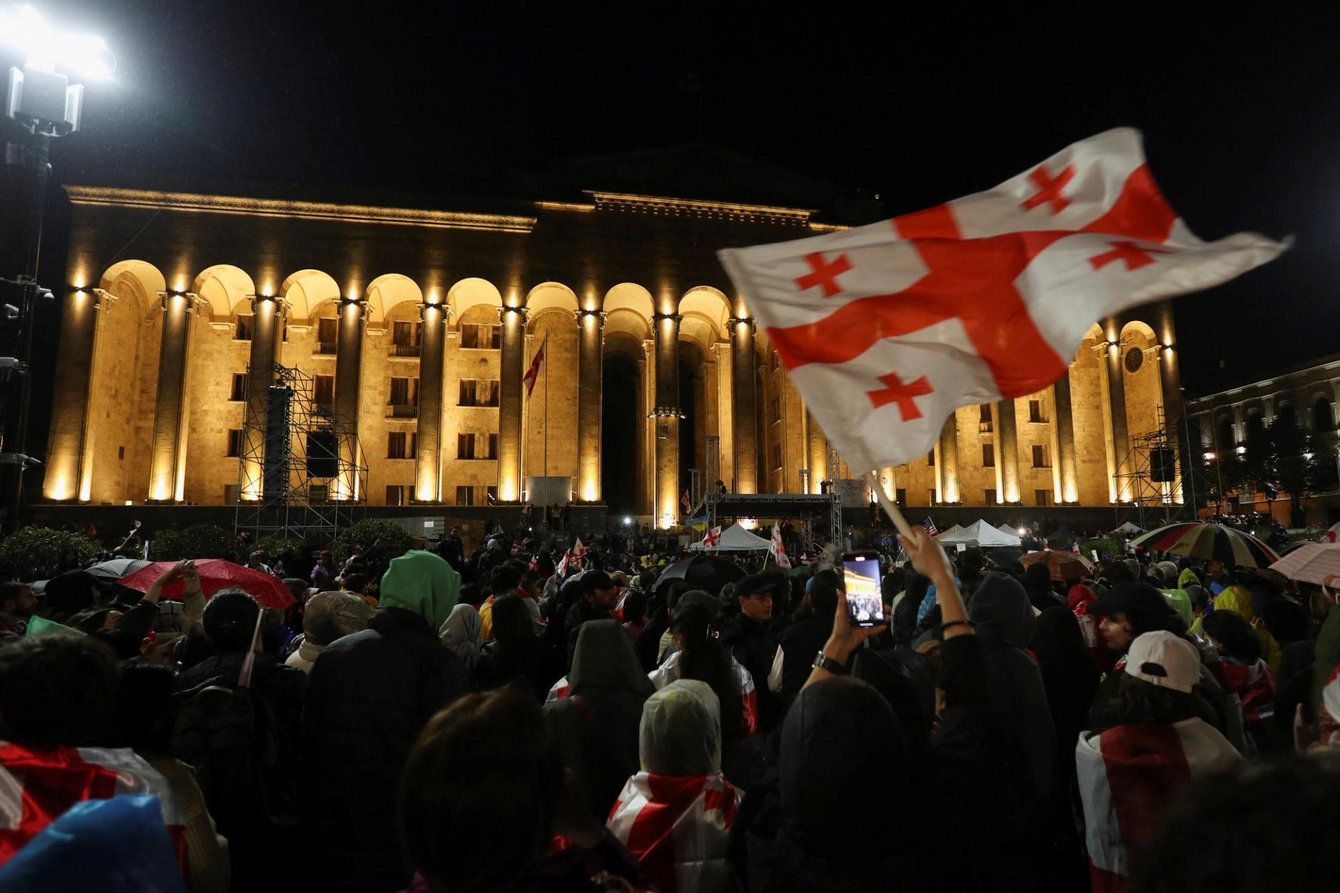Georgians gathered in protest.