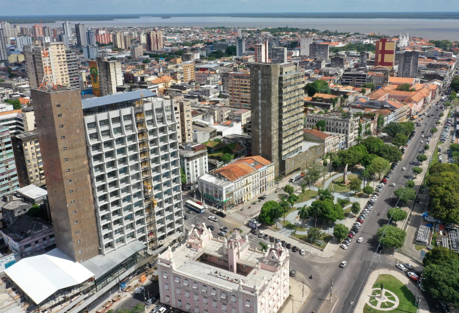 A drone view shows a hotel under construction ahead of the COP30 climate summit in Belem, Brazil July 16, 2025.