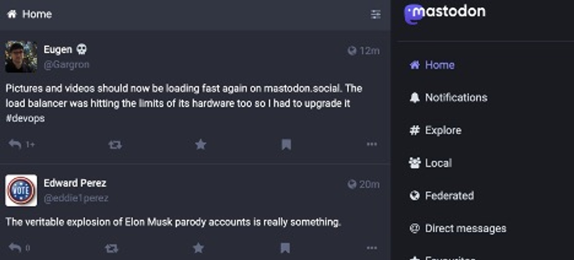 Screenshot of a Mastodon feed