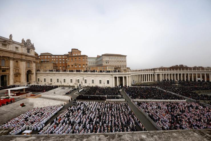 A general view during the funeral of former Pope Benedict in St. Peter’s Square at the Vatican.