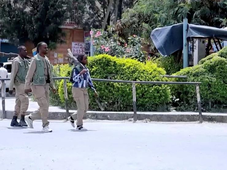 Members of Tigrayan forces patrol the streets as after the offensive against the federal government.