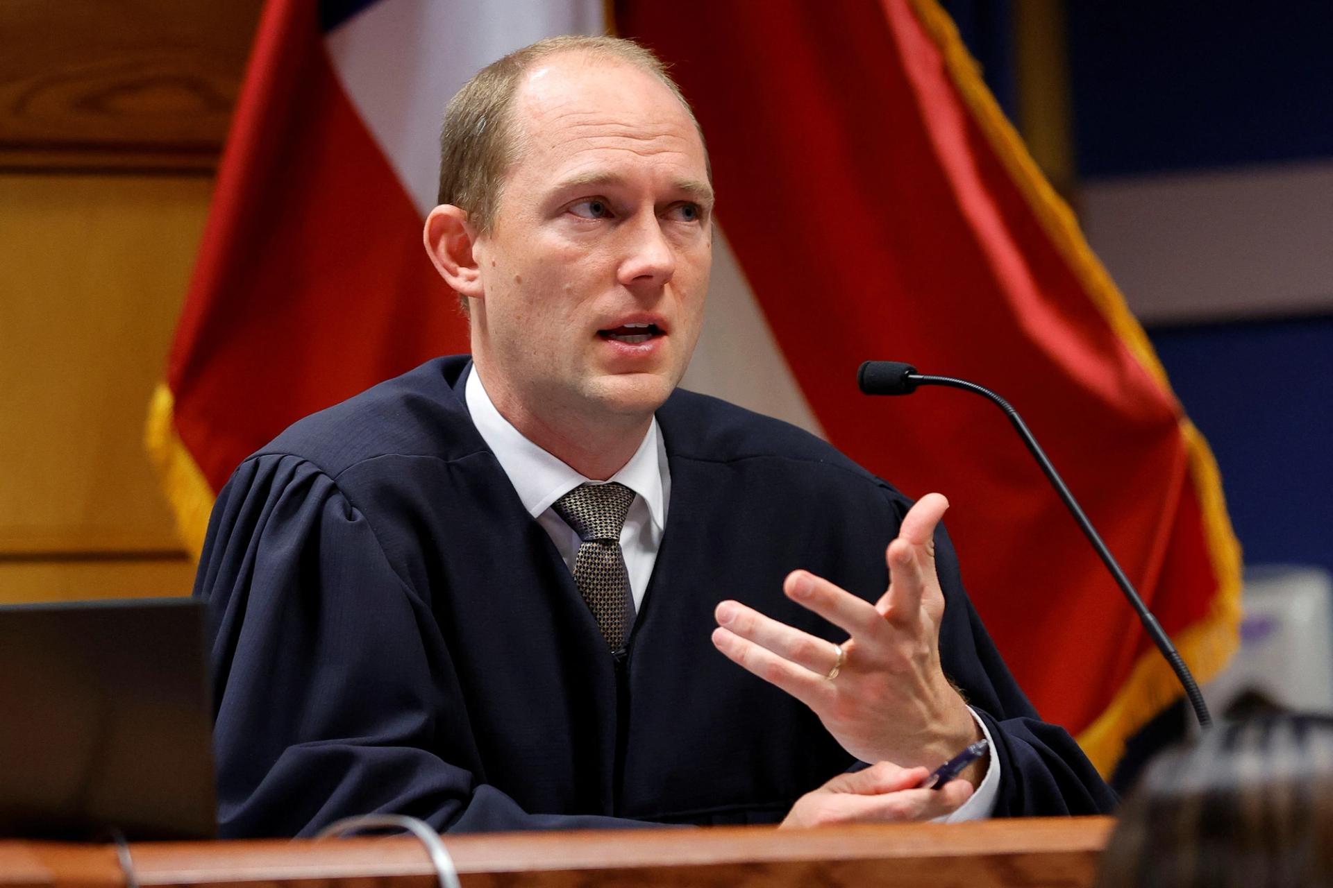 Fulton County Superior Judge Scott McAfee presides in court, March 1, 2024, in Atlanta, Georgia.