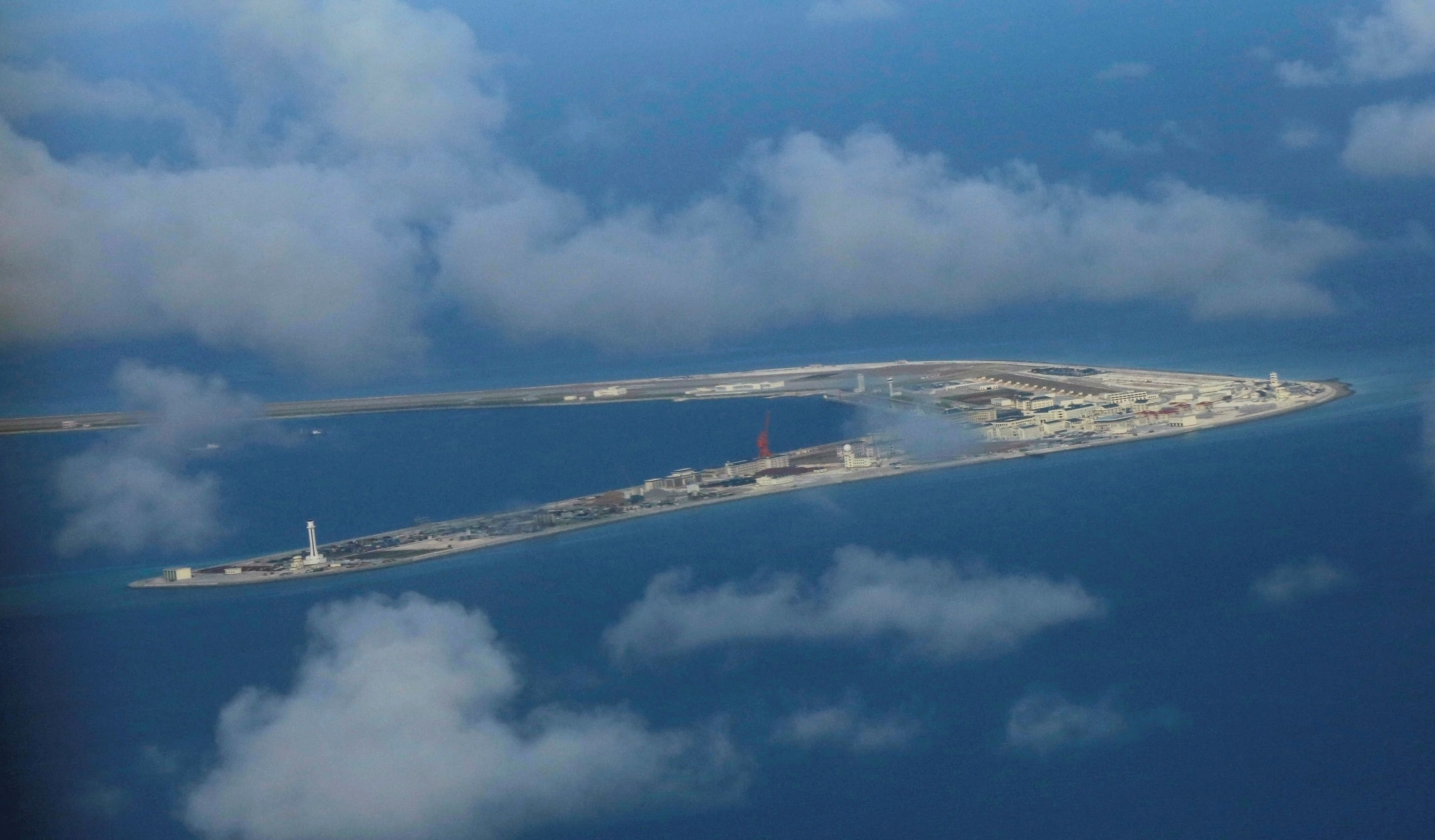 The China-occupied Subi Reef at Spratly Islands in the disputed South China Sea.