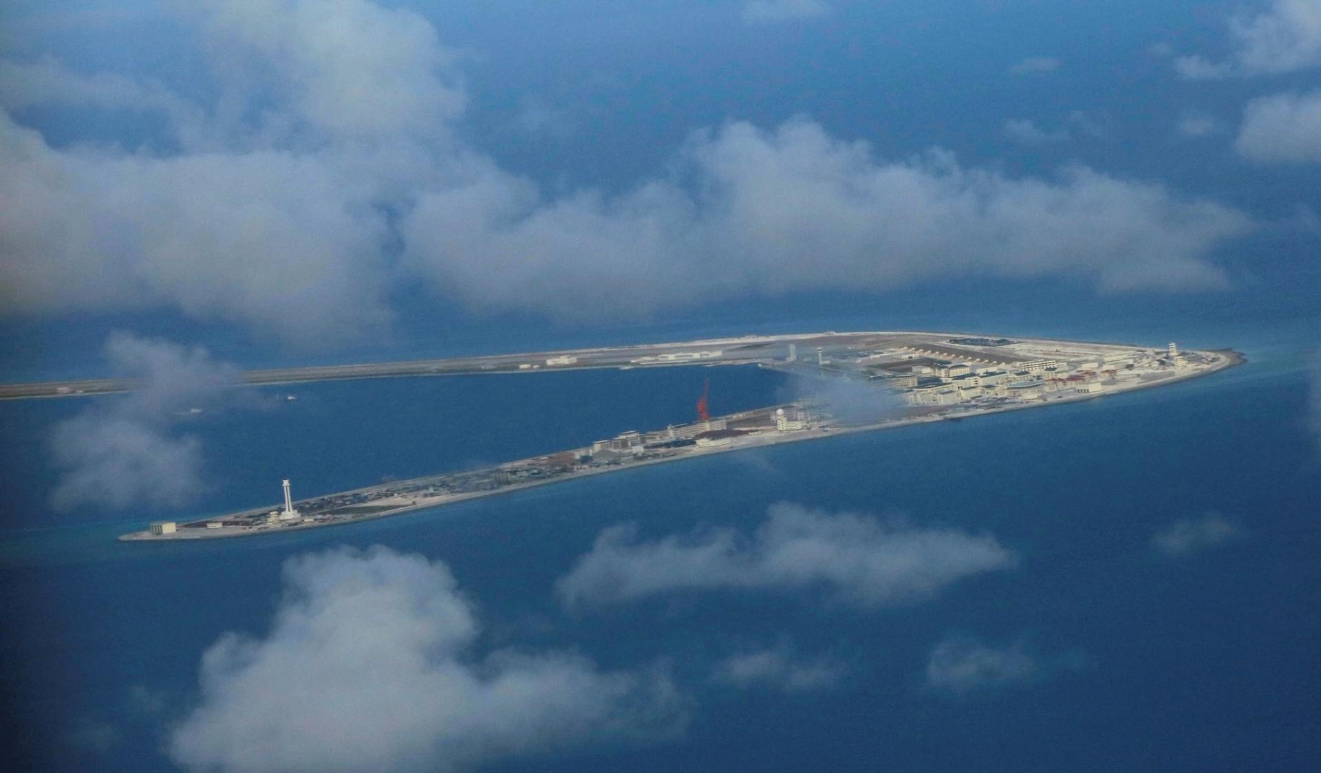 The China-occupied Subi Reef at Spratly Islands in the disputed South China Sea.