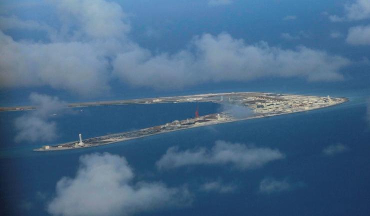 The China-occupied Subi Reef at Spratly Islands in the disputed South China Sea.