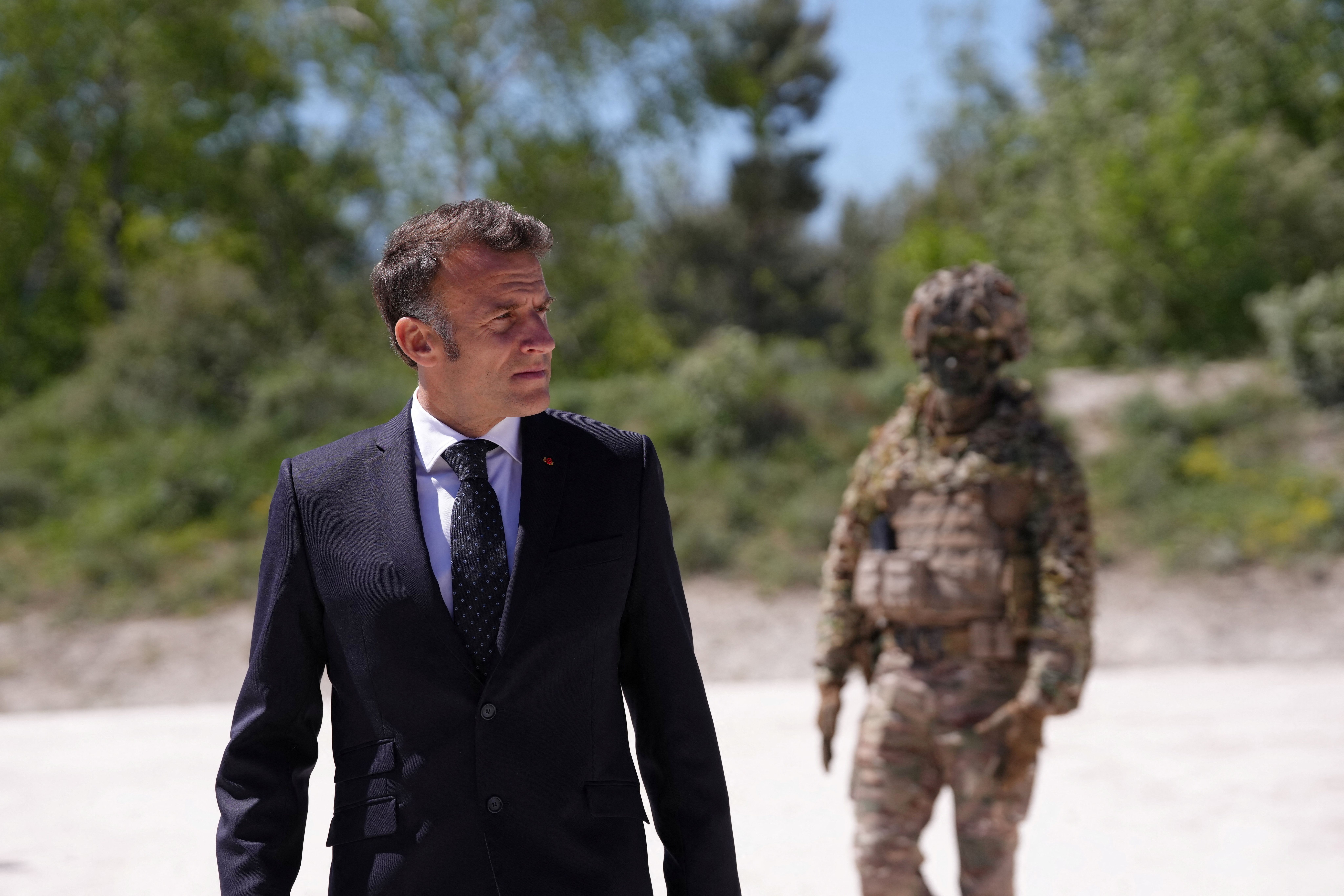French President Emmanuel Macron at the Orion 2026 military exercises
