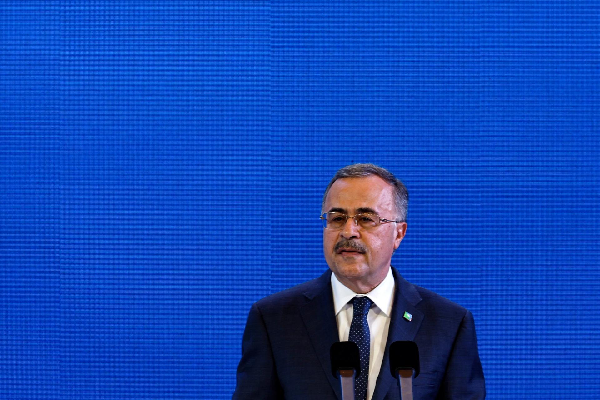 President and CEO of Aramco Amin Nasser speaks at the Invest in China Summit 2024, in Beijing