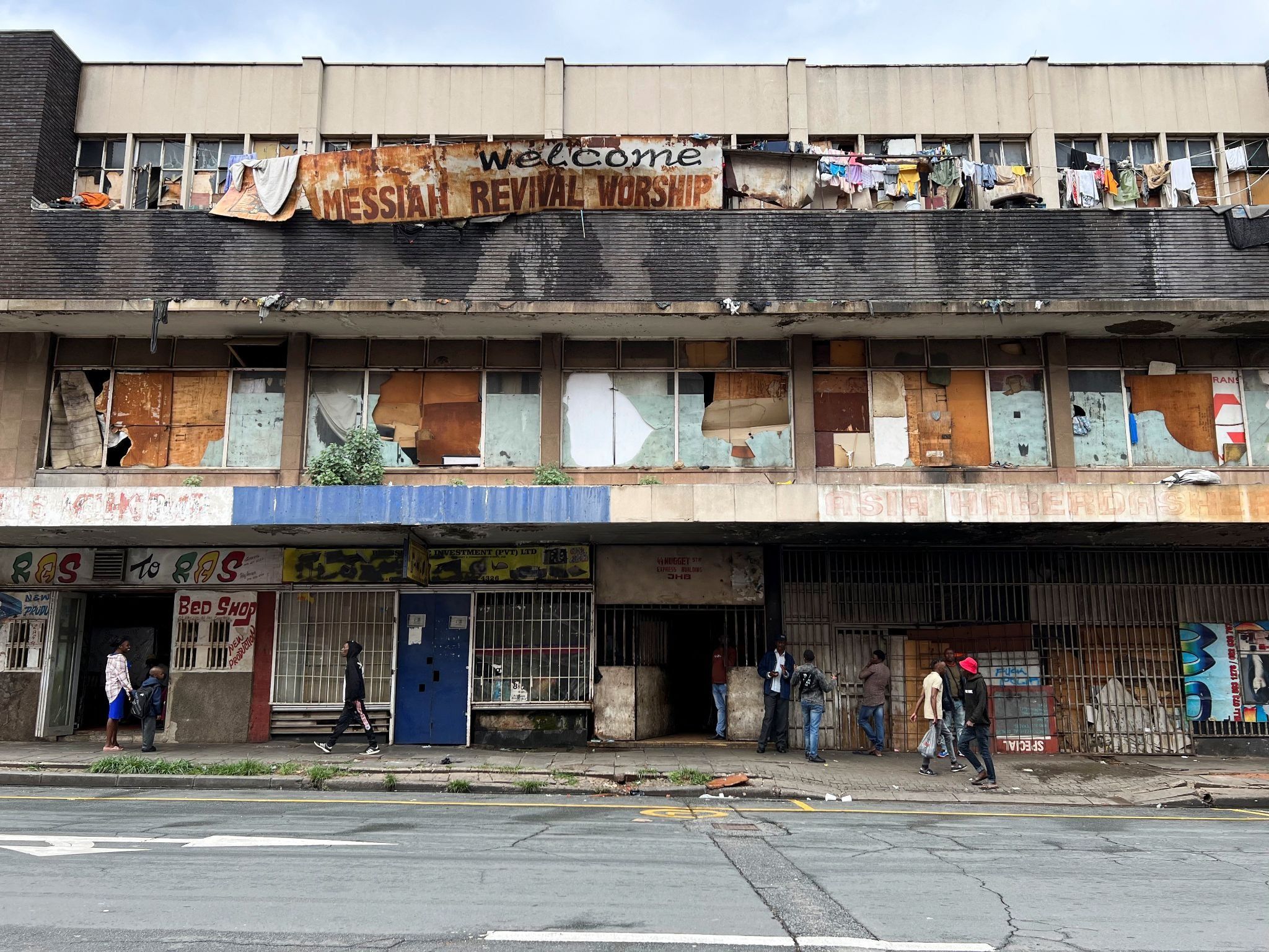 A view of a dilapidated block of flats in Hillbrow, where people struggle with basic services in the business district of Johannesburg. 