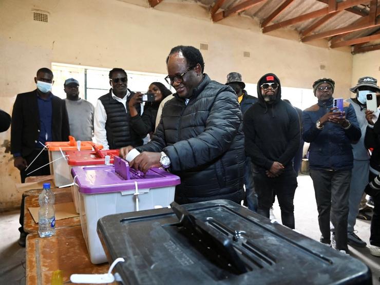 Zambian opposition leader Brian Mundubile votes in the most recent elections.