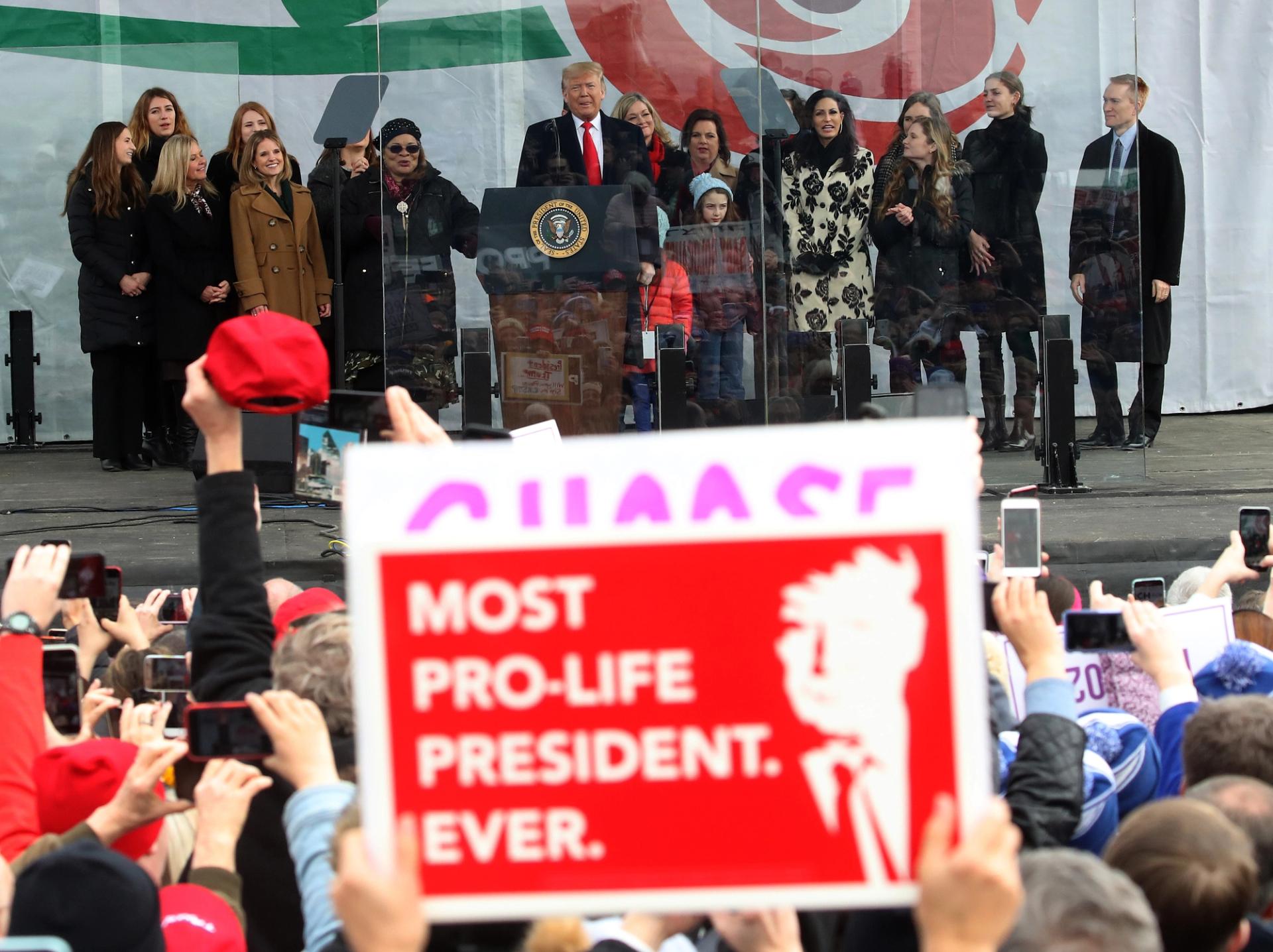 U.S. President Donald Trump speaks at the 47th March For Life rally on the National Mall, January 24, 2019 in Washington, D.C.